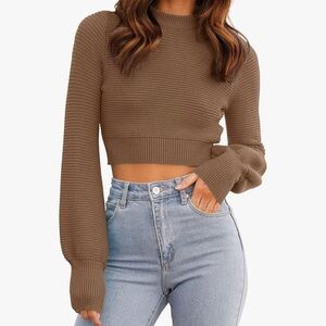 NWOT Brown Ribbed Knit Crop Top